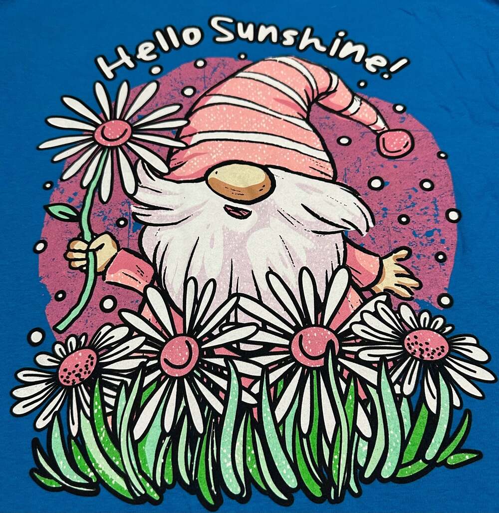 Southern Y'all Hello Sunshine Garden Gnome Daisy Graphic T-Shirt, XL Tall